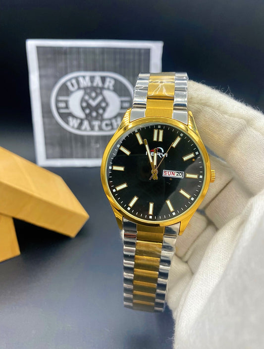 Premium Quartz Timepiece with Day and Date Window