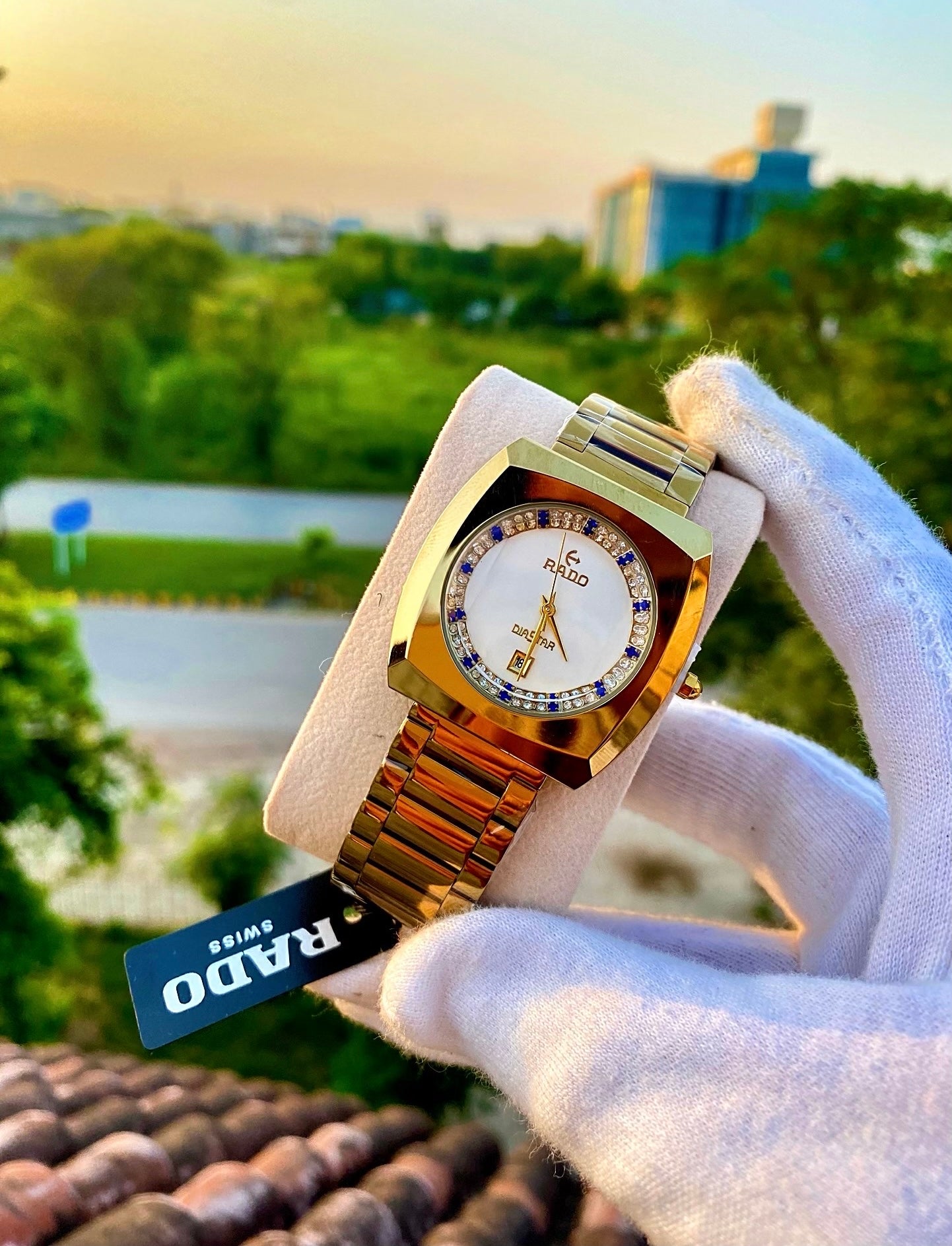 Luxury Men’s Analog Wristwatch with Crystal Detailing & Date Display