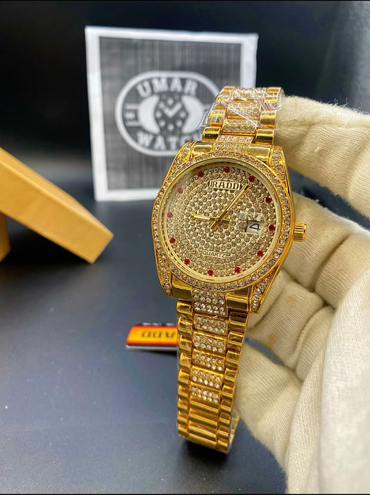 Luxury Quartz Watch with Full Crystal Detailing and Date Function Master lock